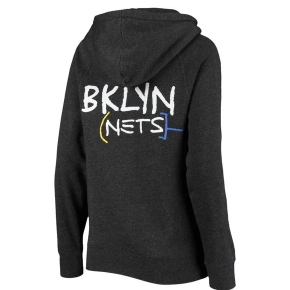 Brooklyn Nets BKLN Full Zip Hoodie Sportiqe Basquiat Style NBA Sweatshirt 2021 - Picture 5 of 8